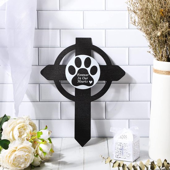 Huisdier Graf Marker - Gedenksteen Hond - Tuin Decoratie - Metalen Kruis Design - 29 x 22.5 cm - Zwart — afbeelding 5