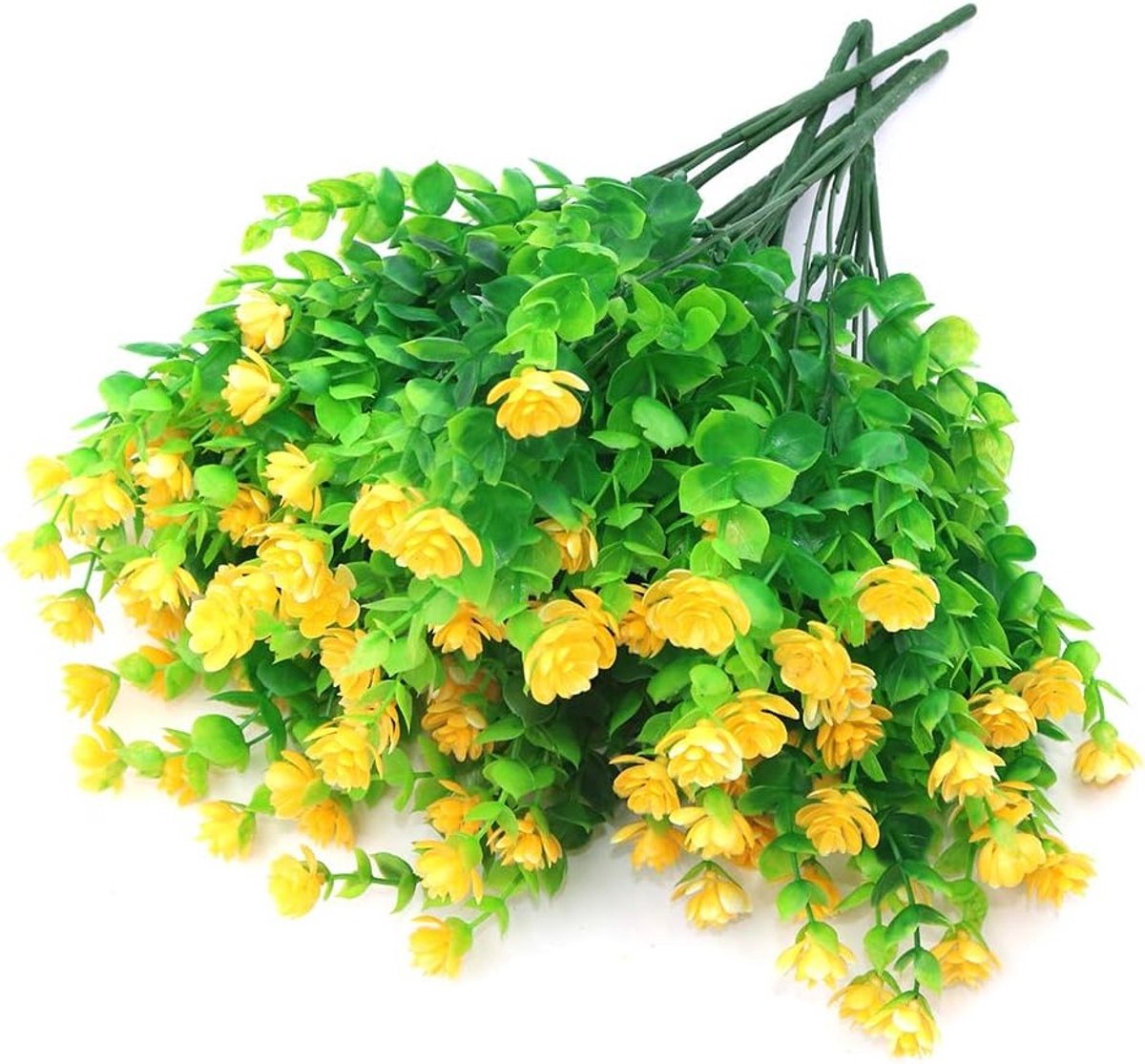 Natuurlijke Eucalyptus Plantenboeket - 5 Stuks Kunstbloemen voor Vaas, Raamdecoratie en Bruiloft Versiering - Geel