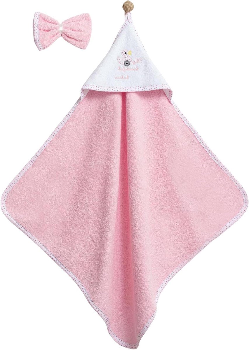 Babybadhanddoek met capuchon - Kinderbadjas zacht - Na het baden - 100% ademend katoen - Niet gespecificeerd - Roze