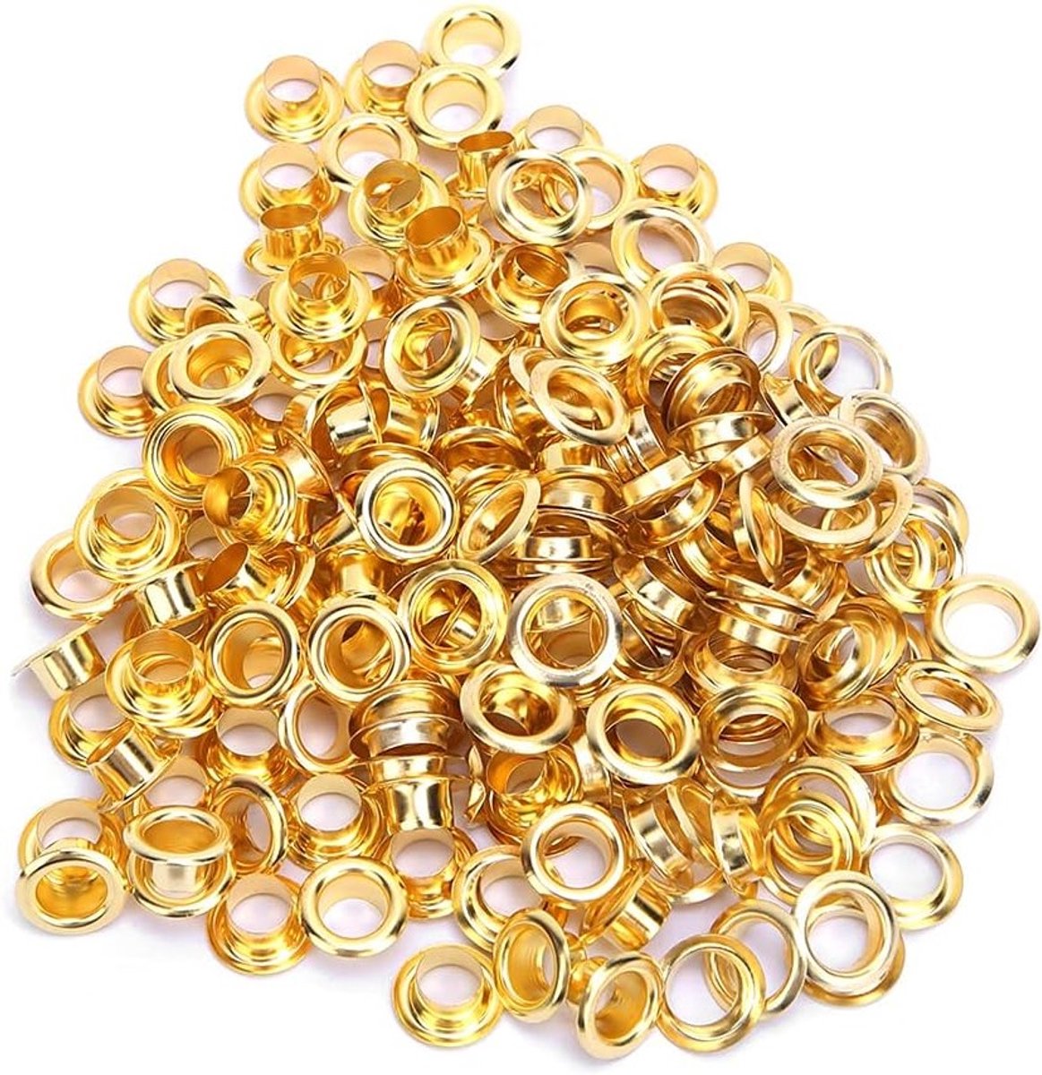 100 Stuks Gouden Eyelets Grommet Ringen voor Bead Cores, Kleding, Leer en Canvas - 6mm Zelfondersteunend