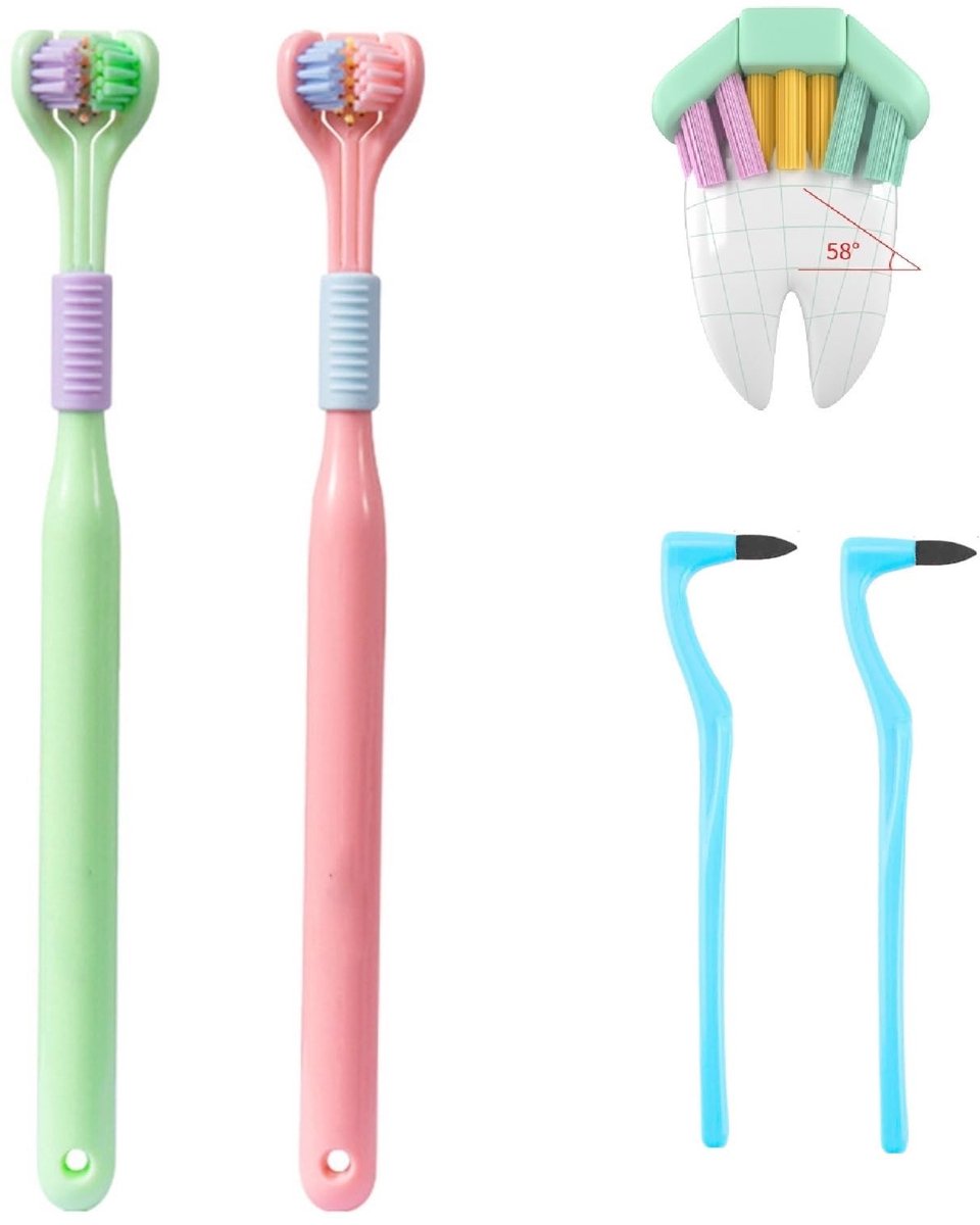 Dailygoods- Tandenborstel driezijdig V-vormig ontwerp - Zachte tandenborstel - Autisme-tandenborstel - Sensorische tandenborstel - Ideaal voor volwassenen/kinderen - PBT-materiaal - Driezijdige Tandenborstel
