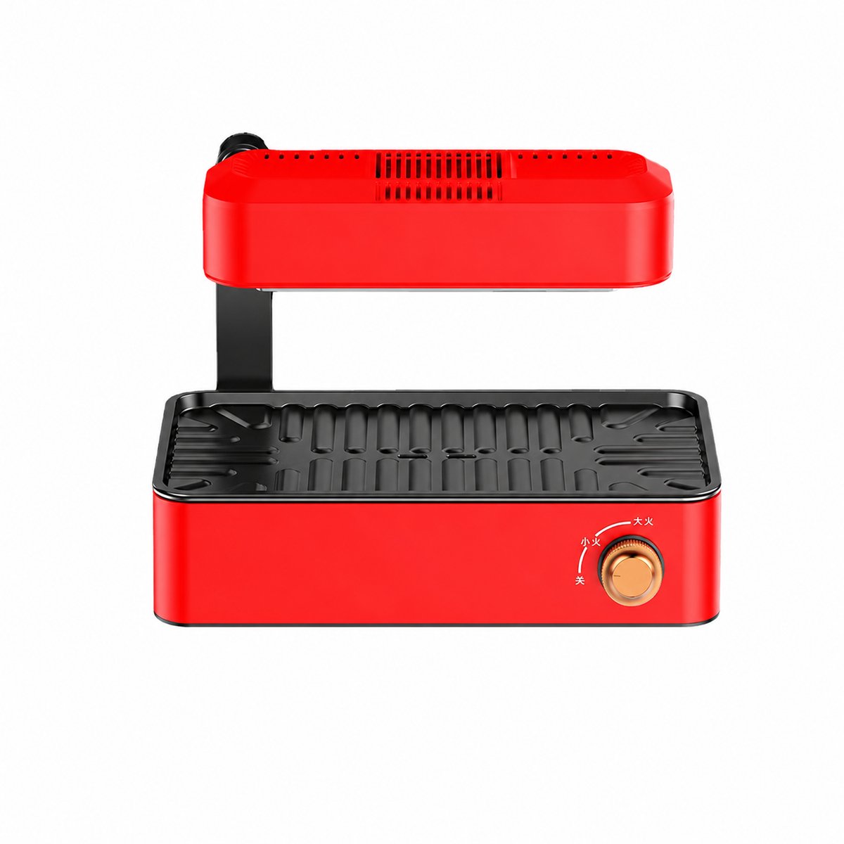 TEKROA® Lnfrarood elektrische bakplaat – 220–240V - Grillplaat - Instelbare Temperatuur – 1390W vermogen — Afneembare Bakplaat–Vetopvangbak – Voor BBQ & Gezond Grillen – Rood