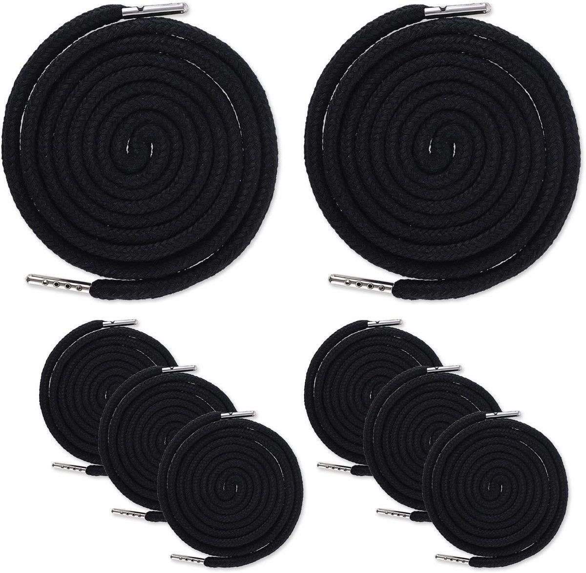 Dailygoods- Hoodie String Vervanging - Trekkoord - Capuchon Touw - Joggingbroek String - Metalen Cap - 8 Stuks 130cm Zwart - Trekoord