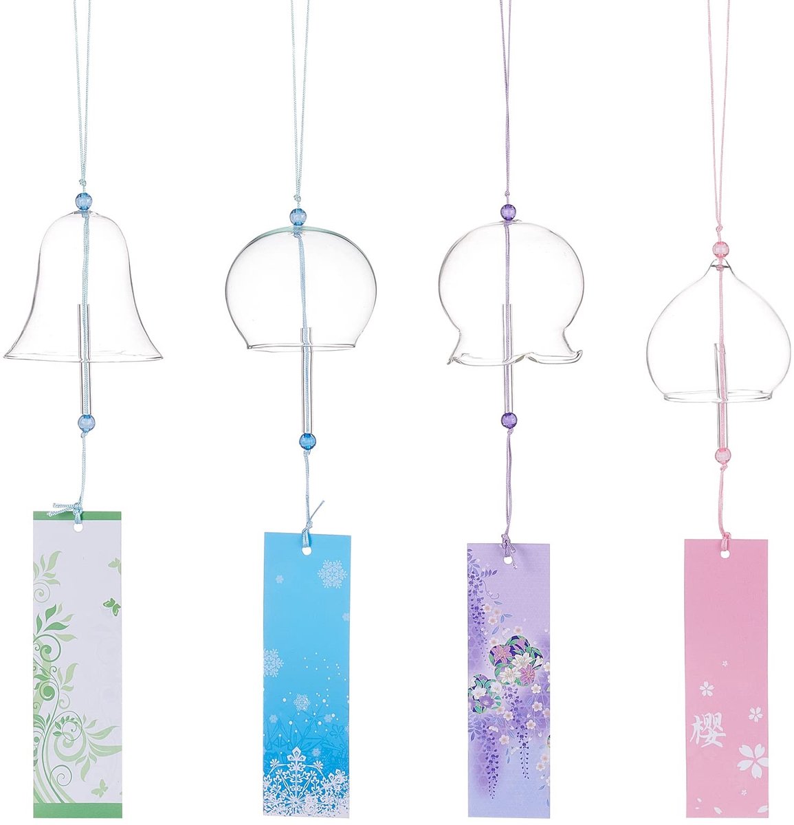 Dailygoods- Windgong Handgemaakt - Japanse Stijl - Glazen Windklokken - Decoratie voor Huis/Tuin - Ongeveer 41 cm Lang - Elegante Hanger - Windbel
