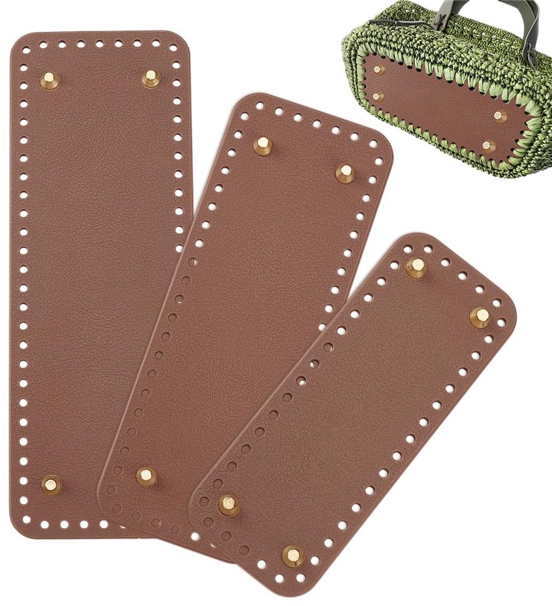 Dailygoods- Portemonnee Basisvormers 3 Maten - Rechthoekig - Bruin - Lederen - 18,2x7cm / 23,2x8,6cm / 28,2x10cm - Voor Handtas Maken - Tasbodem