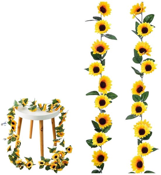 Dailygoods- Zonnebloemen Kunstmatig - Zonnebloem Slinger - Decoratie Bruiloft - Tuindecoratie - Hangende Planten - Lange Houdbaarheid