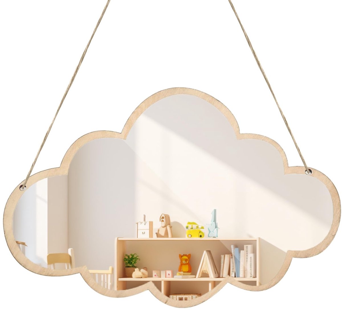 Dailygoods- Wandspiegel Lichtgewicht - Acryl Spiegel - Kinderkamer Decoratie - Wolken/Koni