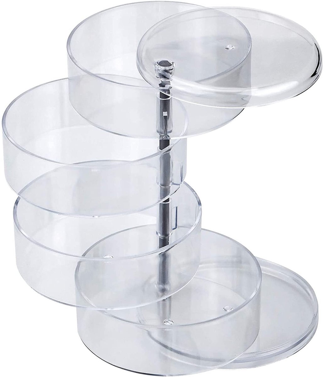 Dailygoods- Sieradenbox met Deksel - Draaiend - Opbergdoos voor Sieraden - Organiser voor Cosmetica - Geschikt voor Ringen/Earrings - Bescherming tegen Krassen