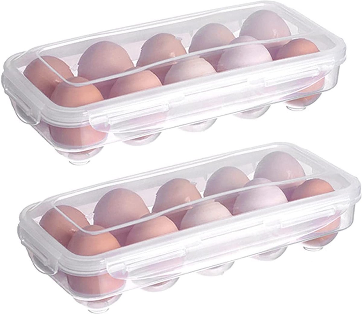 Dailygoods- Eierdoos voor 10 Eieren - Kunststof - Koelkast Organizer - Eierrek - Antislip - Duurzaam - Geschikt voor -20°C tot +140°C - Eiercontainer