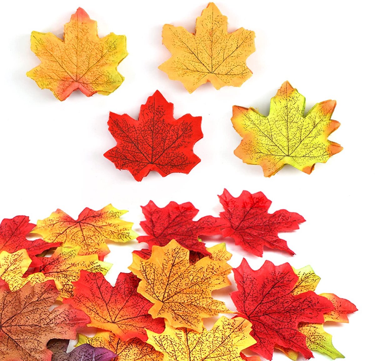 Dailygoods- Kunststof Bladeren 200 Stuks - Kunstmatige Esdoornbladeren - Decoratie voor Herfst - Accessoires voor Fotografie - Realistische Bladlijnen - Zachte Zijde Linnen Stof - Nepbladeren