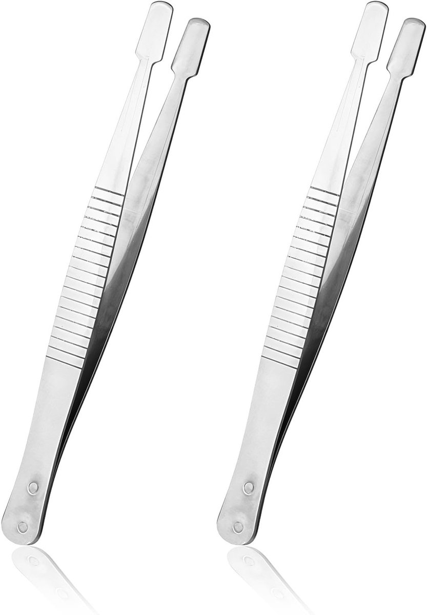 Dailygoods- Postzegelpincet 2 stuks - Roestvrij Staal - Antislip Handgreep - Platte Kop - Filatelie - Ideaal voor Stempels - Pincet