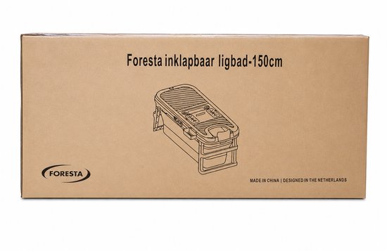 Foresta Opvouwbaar ligbad volwassenen - Inklapbaar bad 150cm- Bath bucket XXL - Donkergrijs