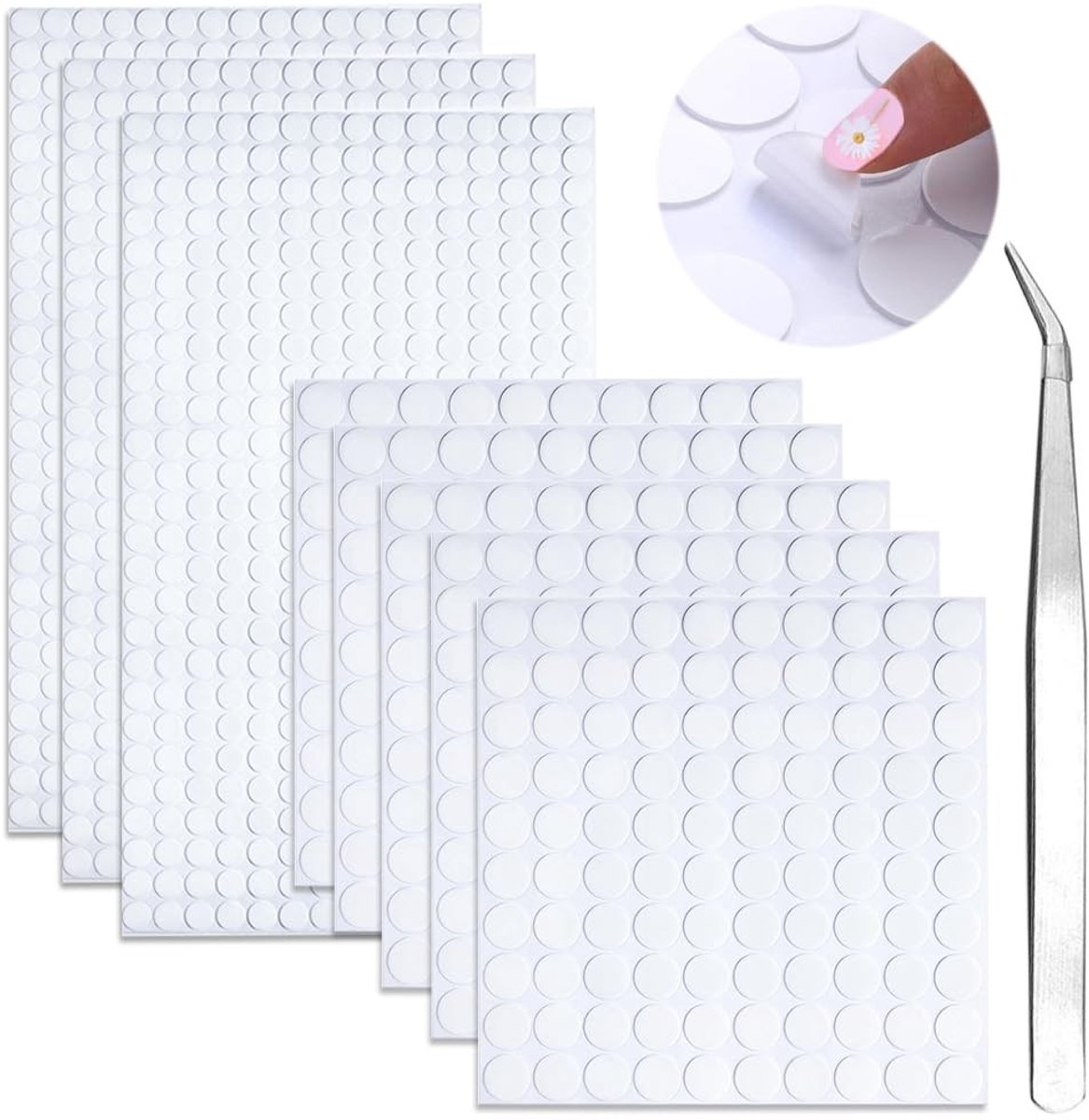 Dailygoods- Lijmstickers 1281 Stuks - Transparante Ronde Stickers - Zelfklevende Pads - 10mm/6mm - Decoratie - Acrylmateriaal - Plakstickers
