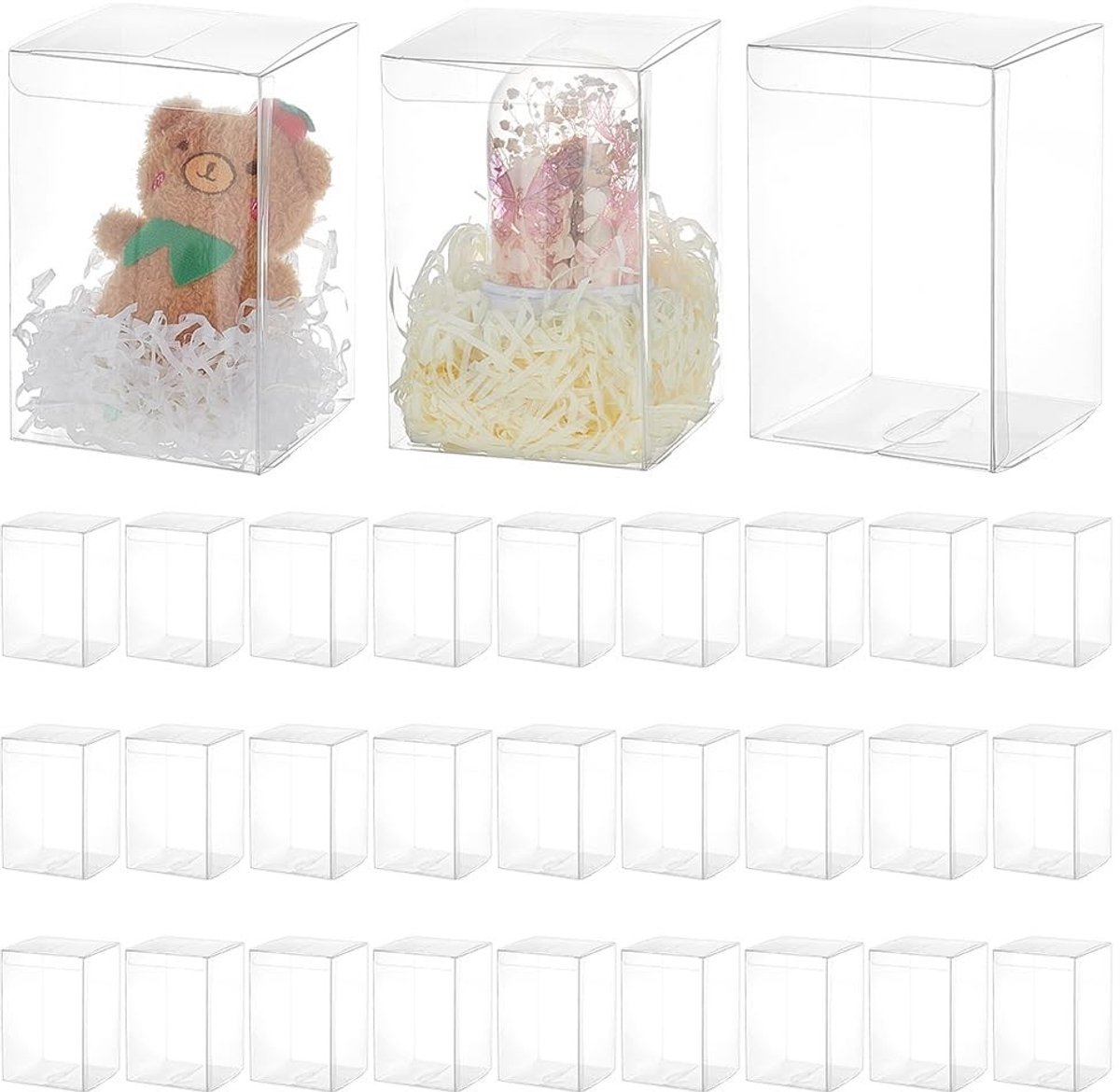 Dailygoods- Cadeauverpakking 30 Stuks - Plastic Geschenkdoos - 10,2x10,2x15,2 cm - Verpakking voor Snoep/Cadeaus - Feestverpakking - Moederdag/Verjaardag - Geschenkdozen