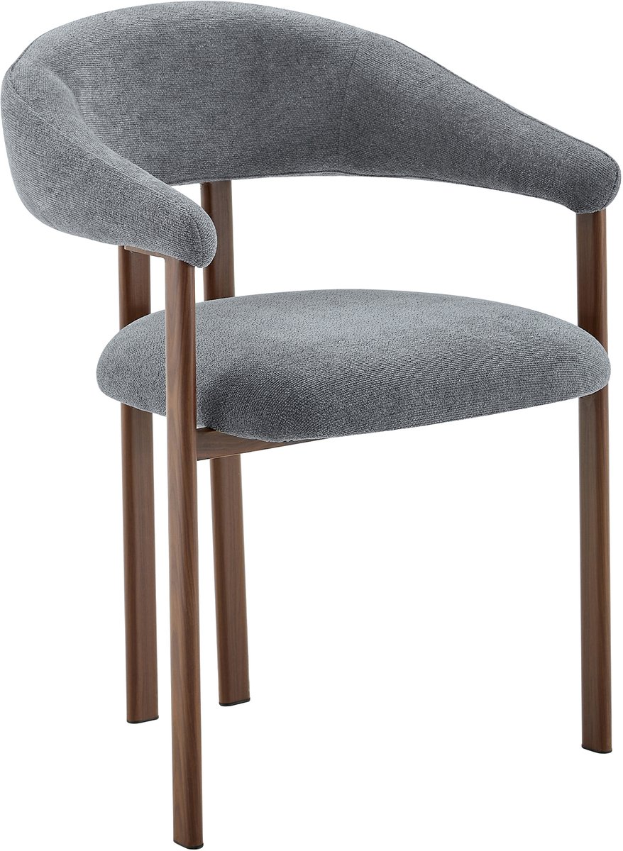 fen stoel met ijzeren poot en comfortabele zitting, fauteuil voor in de landelijke woonkamer / eetkamer / woonkamer, Grijs