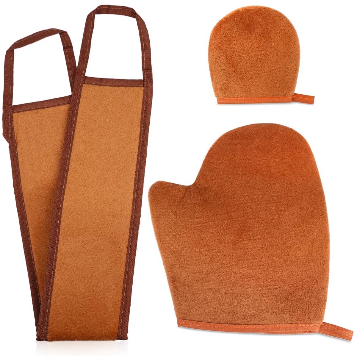 Dailygoods- Zelfbruiningshandschoenen Dubbelzijdig - Tanning Handschoen - Exfoliërende Handschoen - Rug Trekstrip - Herbruikbaar - 3 Stuks - Tanning Gloves
