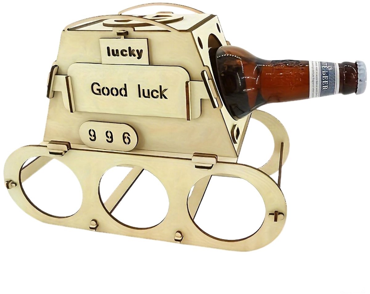 Dailygoods- Bierdrager Uniek Ontwerp - Houten Bierdrager - Draagtray - Bierhouder - Lichtgewicht - Creatieve Mechanische Stijl - Flesdrager