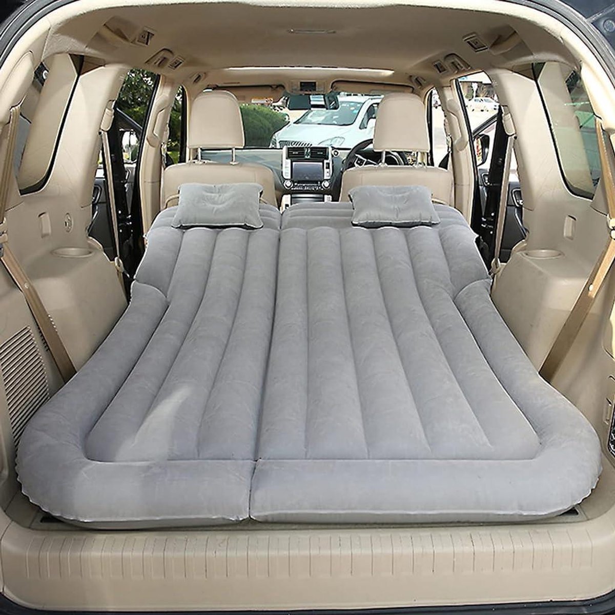 Auto Luchtbed - Slaapmatras Kamperen - Comfortabel Reizen - Ergonomisch Ontwerp - Voor 2-3 Personen - Grijs
