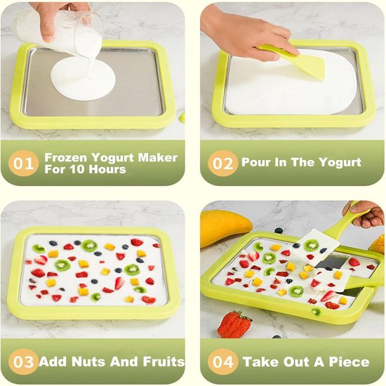 Rolled Ice Cream Maker - Zelf IJs Maken - TENZHVXI® - Inclusief accessoires, maakt sorbet en bevroren yoghurt - 22,5 x 17,5 cm - Groen — afbeelding 4