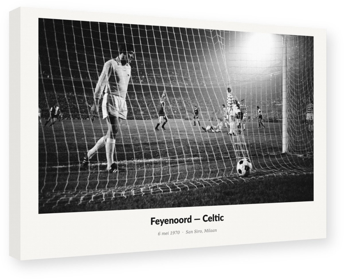 Celtic Tegen Feijenoord 1970 Europacup Finale - 30x20 cm - Schilderij Canvas op Frame - Voetbal Wanddecoratie - Kunstdruk Milaan San Siro