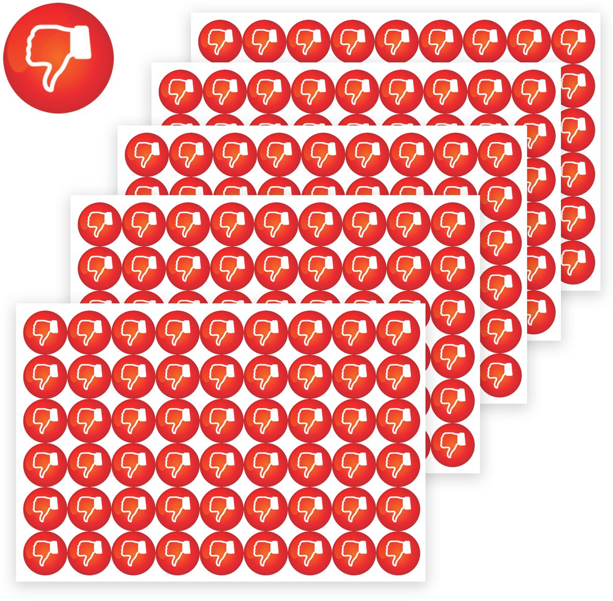 Feedback Stickers – 270 Rode Duimpjes Omlaag - 5 Stickervellen - Evaluatie Stickers