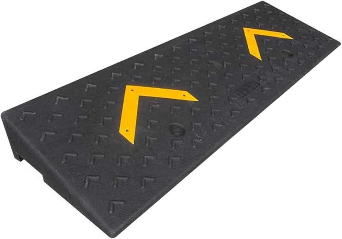 Rubberen Drempelhulp - Stoeprand Oprit - Verkeersveiligheid Verbeteren - Hoge Draagkracht - 100x30x10 cm - Zwart