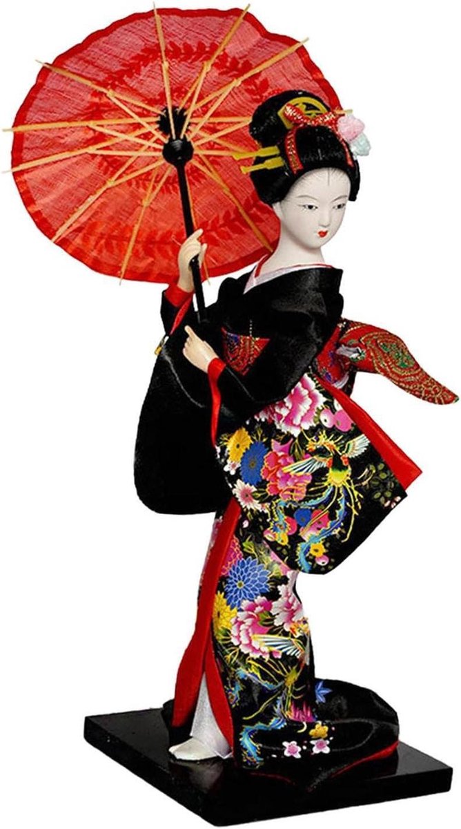 Aziatische Kimono Pop - Verzamelbeeldje Decoratie - Huis Decoratie - Voortreffelijk Handwerk - 25 cm Hoog - Multicolor