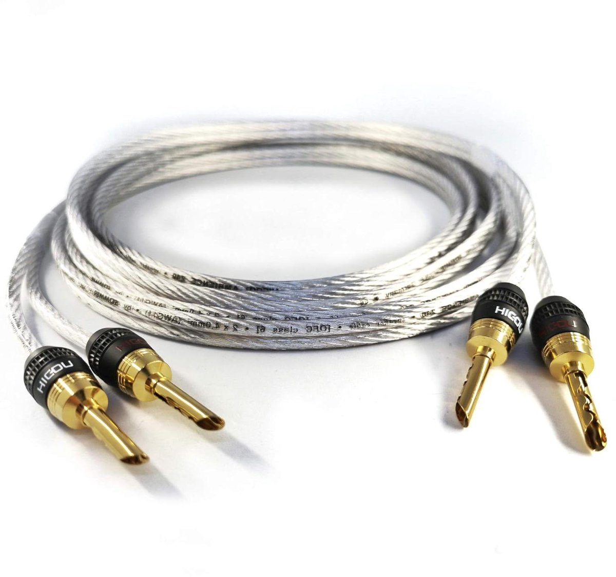Luidsprekerkabel Set - Hifi Kabel - Muziek Luisteren - Verzilverd OFC - 2x 3m - Zwart Transparant