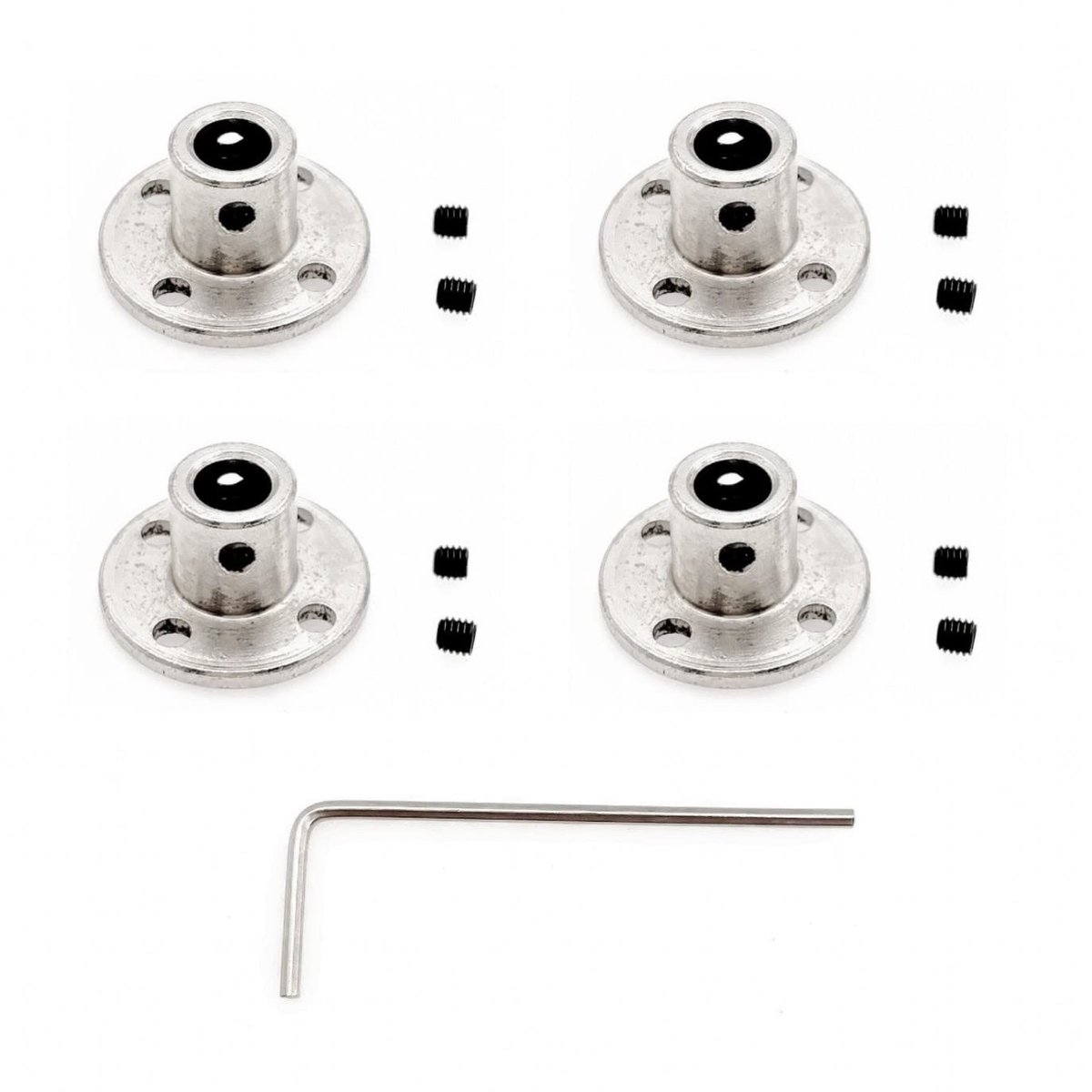 Dailygoods- Flensfittingen set van 4 - Koppelingsconnector 6 mm - Hoogwaardig 45# staal - Duurzaam - Ideaal voor RC-modelmotoren - Binnendiameter 6 mm