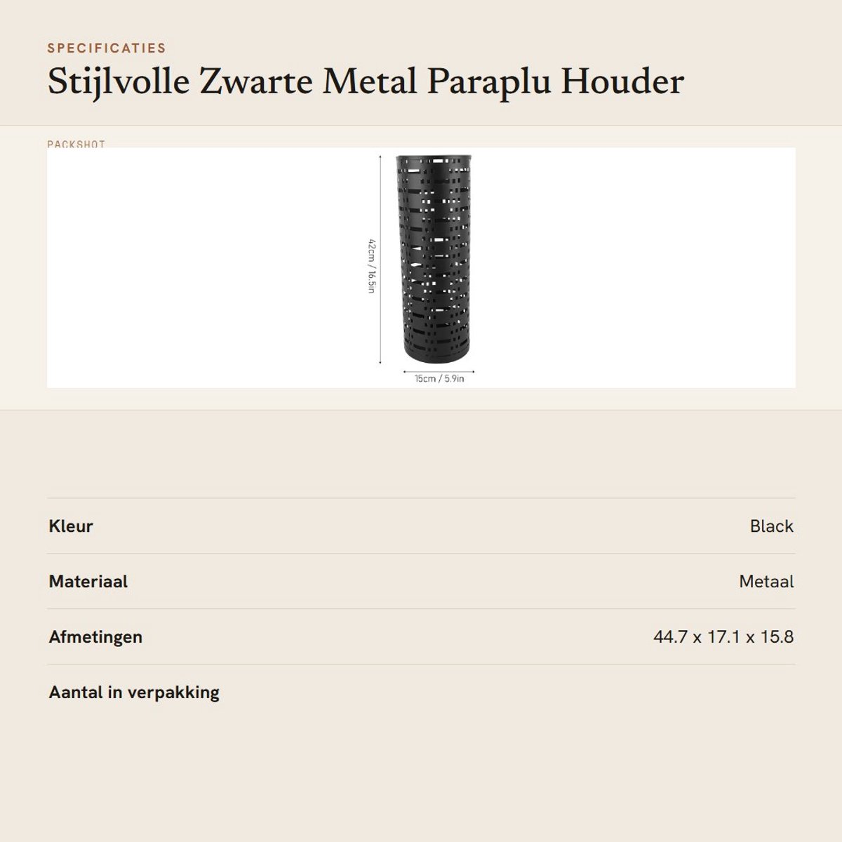 Dailygoods- Parapluhouder Waterdicht - Metalen Parapluhouder - Ruimtebesparend Ontwerp - Stijlvolle Parapluhouder - Schokbestendig - Geschikt voor Grote en Kleine Paraplu's - Paraplubak — cadeau in Wonen & Interieur - foto 6