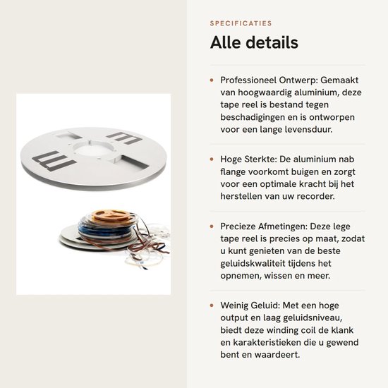 Dailygoods- Tape Reel Aluminium - 1/4 10 Inch - Lege Tape Reel - Universele Open Reel - Schokbestendig - Professioneel Ontwerp - Perfecte Geluidskwaliteit - Opnameband van Dailygoods — afbeelding 5