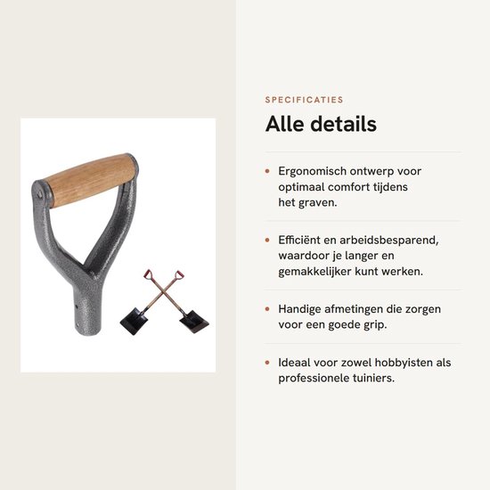 JHUBERS- Schophandvat Ergonomisch - Vervangend Spadehandvat - Y-vormig Ontwerp - 23x12 cm - 3,1 cm Binnendiameter - Geschikt voor Tuingereedschap van Jhubers — afbeelding 2