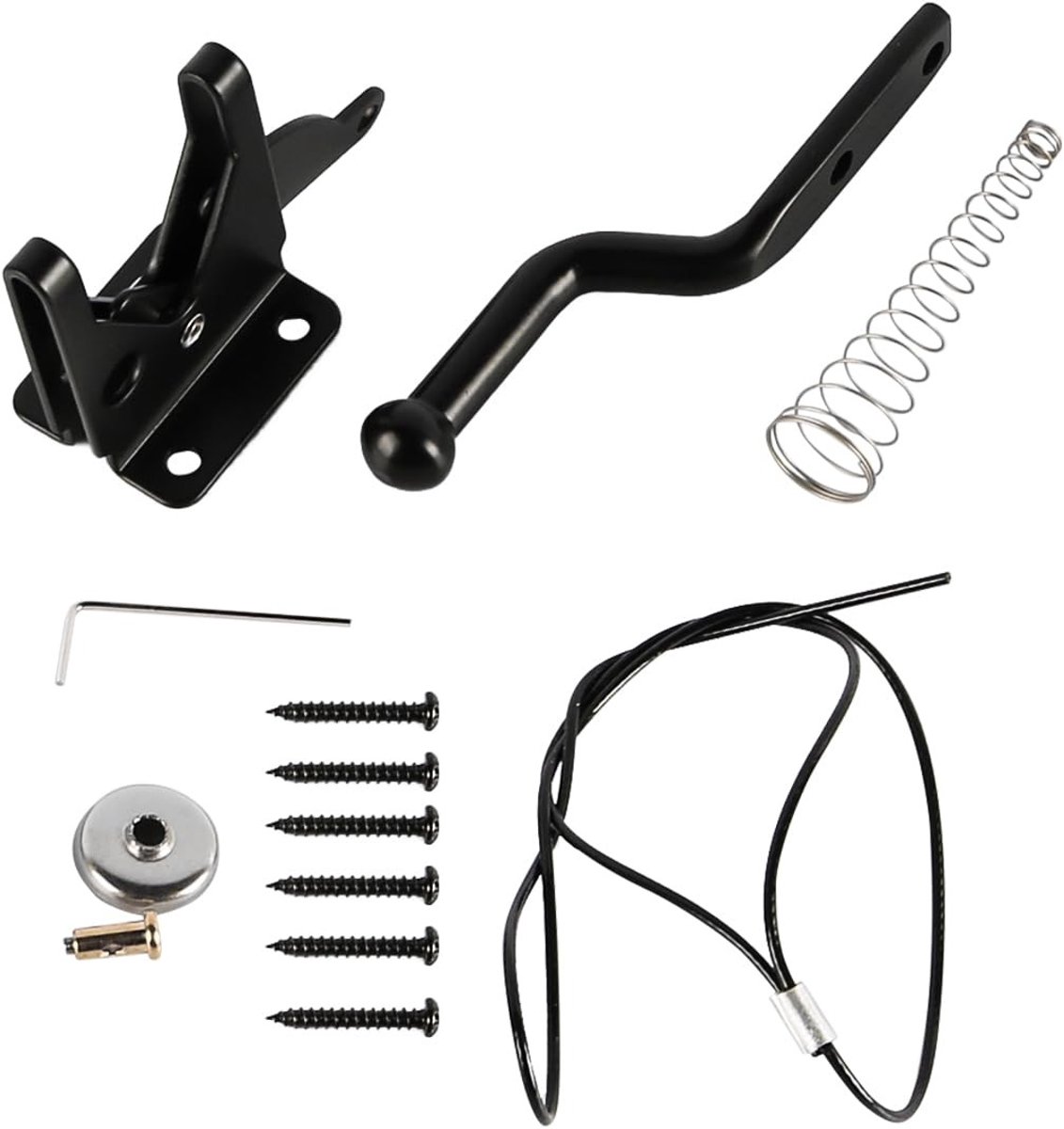 Dailygoods- Poortgrendel Zelfvergrendelend - Verstelbaar - Tuinpoortgrendel - Veermechanisme - 400 mm Trekkoord - Veiligheid en Beveiliging - Hekgrendel