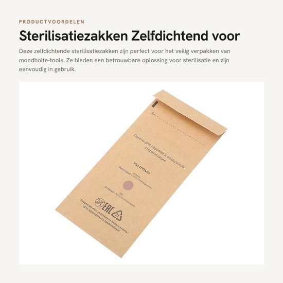 Dailygoods- Steriliseerzakken 100 stuks - Autoclaaf - Zelfdichtend - Wegwerptools - Sterilisatiezakken 130 x 200 mm / 75 x 150 mm - Hoogwaardig papier - Sterilisatiezak van Dailygoods — afbeelding 5