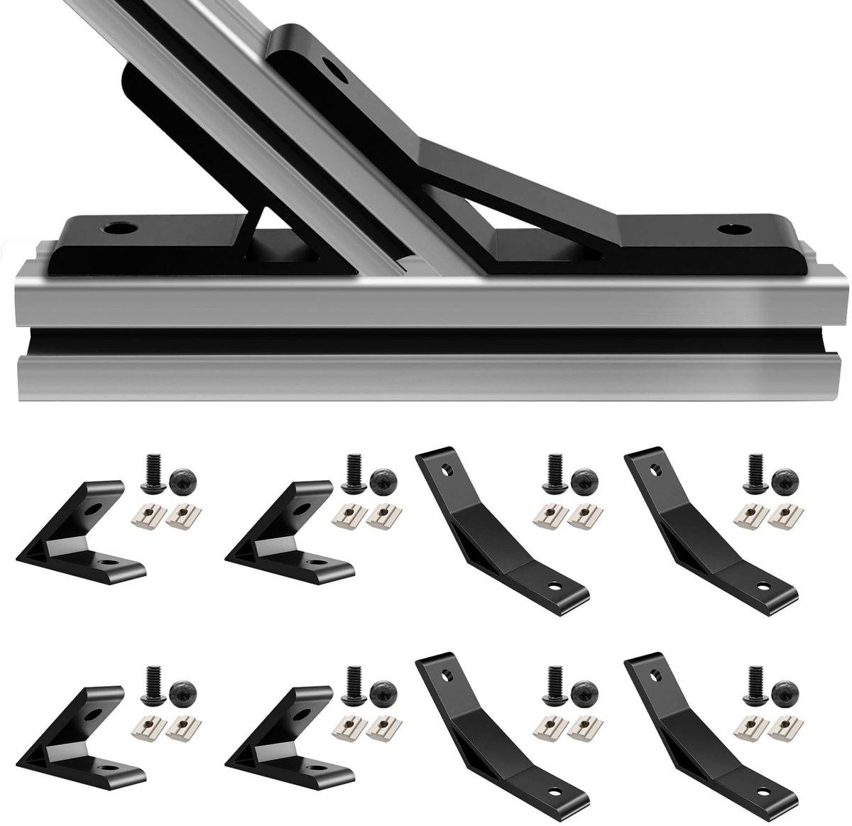 Dailygoods- Hoekhoekbeugel 45/135 Graden - 8 Stuks - 3030 Aluminium Extrusie - T-sleuf/V-sleuf Accessoires - Inclusief Schroeven/Moeren - Geschikt voor 3D-printerframes - Aluminium Connector