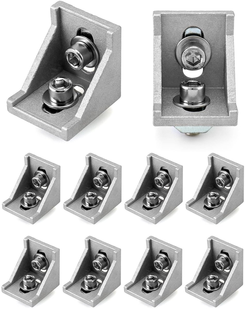 Dailygoods- Hoekbevestiging Aluminium - 10 Stuks - Bevestigingsmateriaal - Muurbeugel - Schroeven M8 - Ring/T-schuifmoer - Eenvoudige Installatie