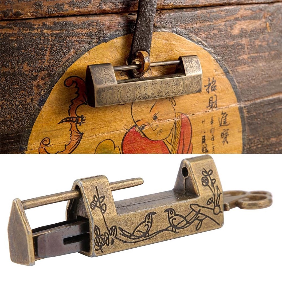 Dailygoods- Hangslot Retro Design - Hangslot voor Sieraden - Hangslot voor Mini Kasten - Hangslot voor Lades - Hangslot voor Cadeau Dozen - Hoogwaardige Zink Legering - Decoratief Slot