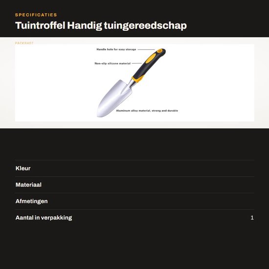 Dailygoods- Tuintroffel Aluminiumlegering - Handgereedschap - Tuinschep - Tuingereedschap - Lichtgewicht - 30cm/11,8 inch van Dailygoods — afbeelding 3