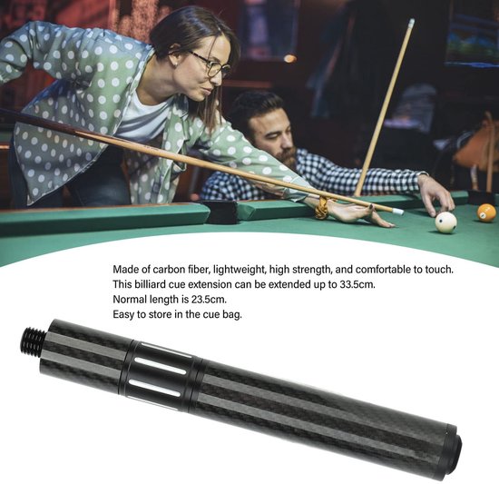 Dailygoods- Biljartstok Verlenger 23.5/33.5cm - Verstelbaar - Telescopisch - Carbon Fiber - Billiard Accessoire - Universele Compatibiliteit - Biljartaccessoire — afbeelding 4