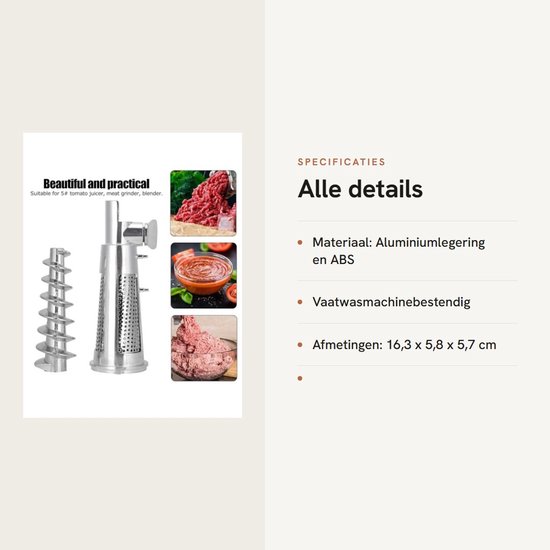 Dailygoods- Sapcentrifuge Accessoires - Hulpstuk - Vleesmolen - Filtermof - Toebehoren - Mixerhulpstuk van Dailygoods — afbeelding 3