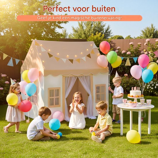 Lemlit Speeltent voor Kinderen - Kindertent met Mat Verlichting en Muggennet - Prinsessentent en Speelhuisje voor Binnen en Buiten - 120x100x130 cm - Khaki — afbeelding 4
