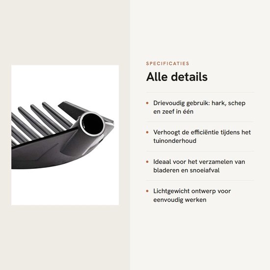OmGoods - Multifunctionele riek - Tuinonderhoud - 3-in-1 gereedschap - 120 cm - Tuinschep - Ideaal voor tuin en vijver - Hark en zeef van Omgoods — afbeelding 2