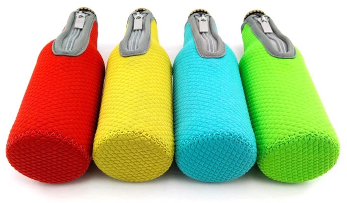 Dailygoods- Fleshoes Set van 4 - Geïsoleerde Neopreen Koozie - Drink Coolers - Flessenhoezen - Ritssluiting - Wasbaar op 30 graden