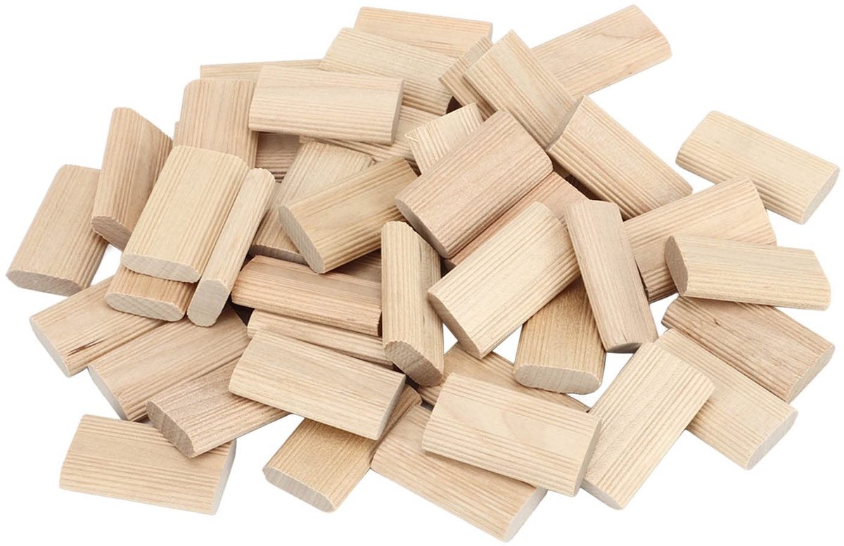 Dailygoods- Deuvelstopper 50 Stuks - Domino Pennen - Beukenhout - Houtverbindingen - Houtbewerking - Stevige Fixatie - Houtverbinding