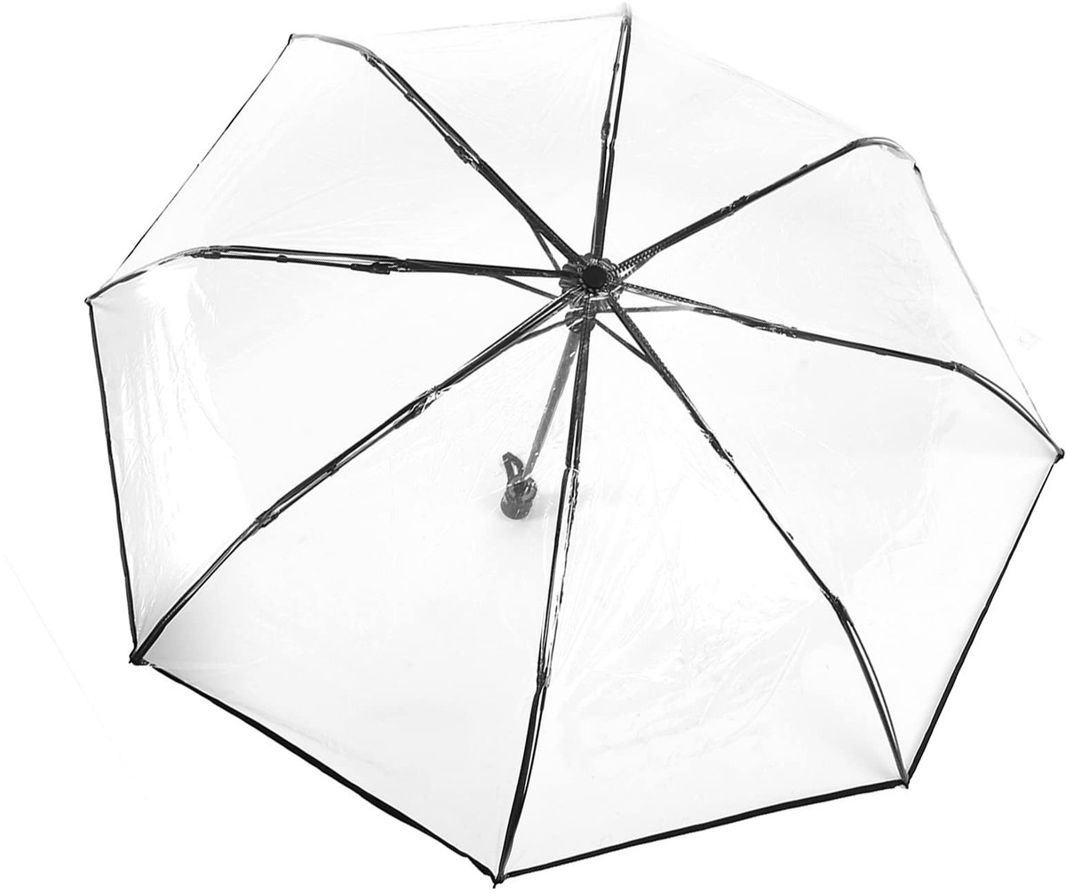 Dailygoods- Paraplu Opvouwbaar - Transparante Paraplu - Damesmode Paraplu - Doorzichtige Bubbelkap - Reisparaplu - Lichtgewicht en Ruimtebesparend - Regenbescherming