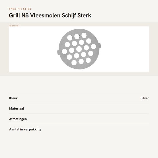 Grill N8 - Kitchenaid - Vleesmaler Platen - Vleesmaler Schijf - Vleesmaler Mes - 7mm Gat - Kleine Ronde Gat van 7mm van Merkloos — afbeelding 4
