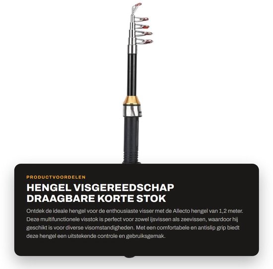 Dailygoody - Kleine hengels - Zeevissen - Telescopisch en lichtgewicht - 1,2 meter - Perfect voor volwassenen - Buitenshuis vissen - Ideaal voor perch van Merkloos — afbeelding 4