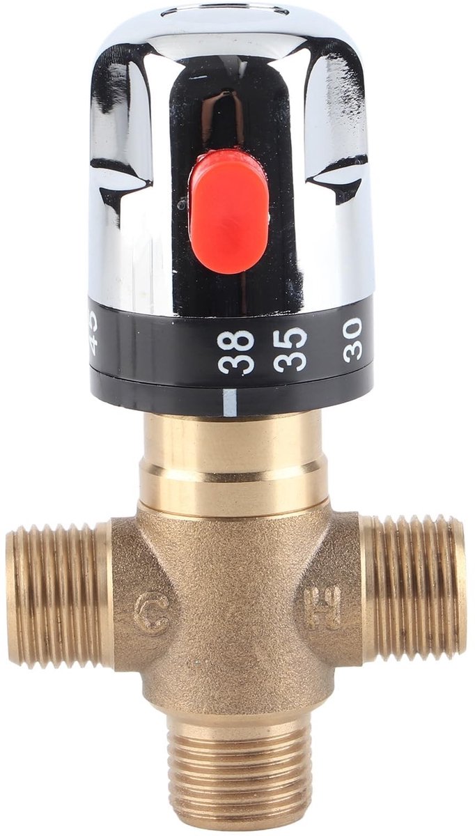 Dailygoods- Mengkraan Thermostatisch - 3-Weg Messing - Temperatuurregelventiel - Douchekraan - Wastafel/Bidet - Debiet 11,67 l/min - Thermostaatkraan