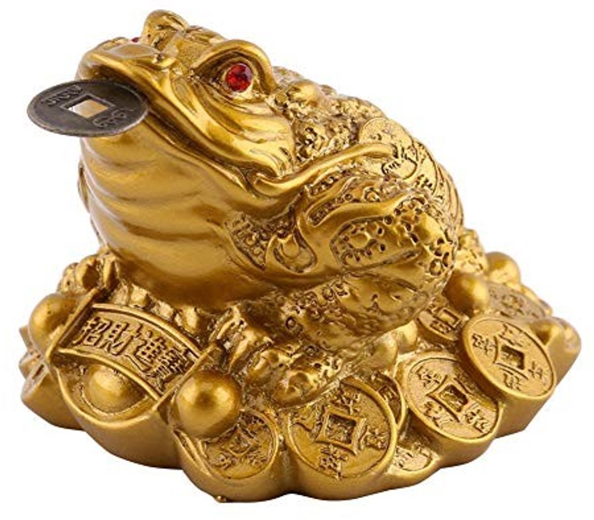 Dailygoods- Geld Kikker - Zilveren Feng Shui Decoratie - Rijkdom/Veel Geluk - Bescherming - Voor Huis/Kantoor/Winkel - Munt in Mond