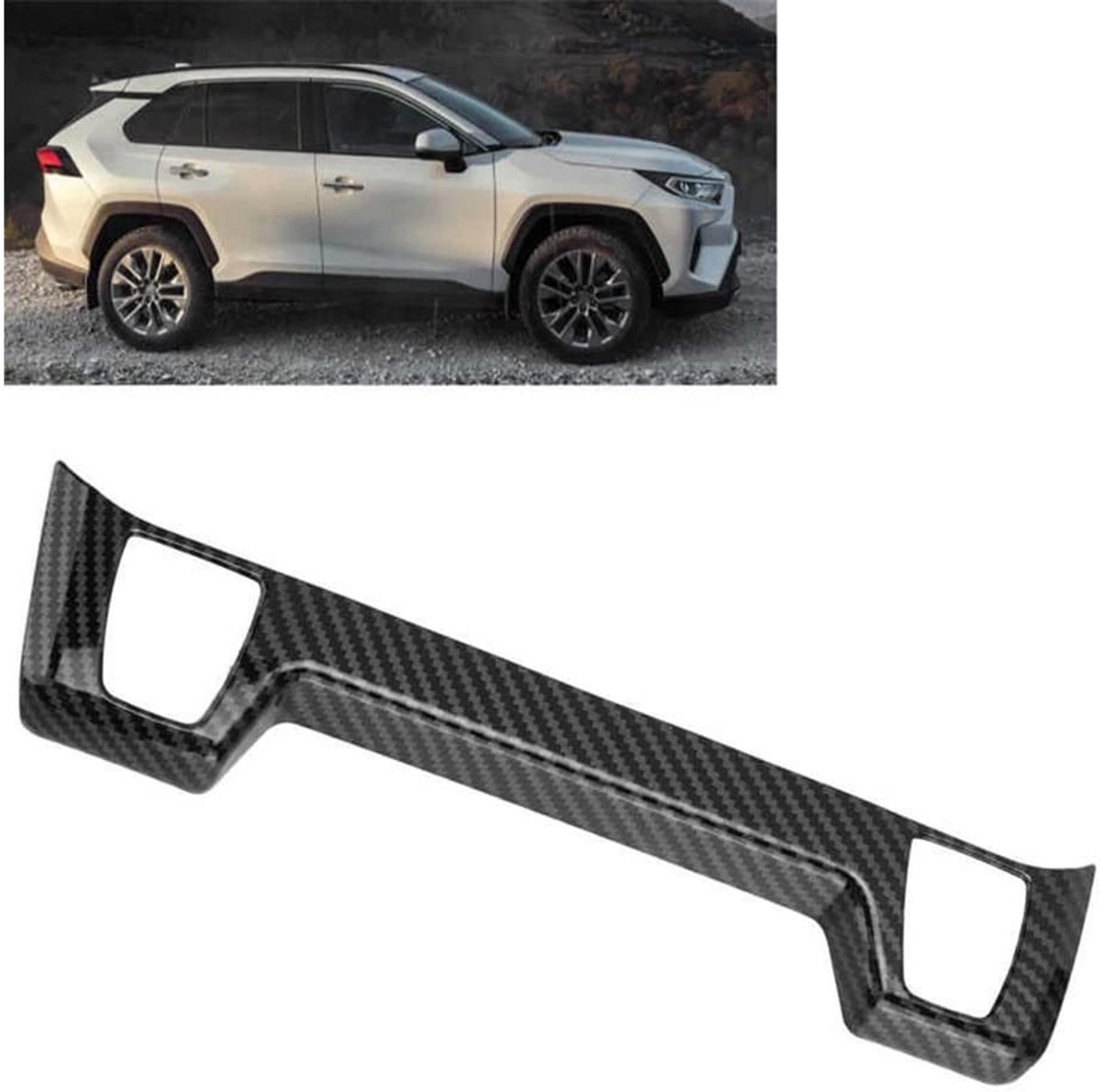 Dailygoods- Configuratiescherm Cover - Zwart ABS - Koolstofvezel Stijl - Voor T0yota RAV4 2019-2021 - Stofdicht - Krasbestendig - Interieuraccessoires